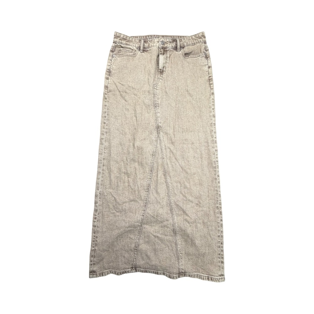 American Eagle Maxi Skirt Womens 4 Brown Tinted Denim Low Rise Stretch Workwear